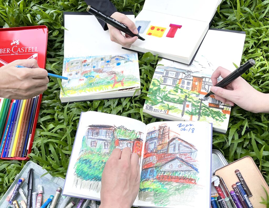 Sketch of Taipei workshop student's artworks